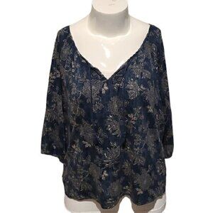 [Lauren Ralph Lauren] V-Neck Flower Top - Size XL